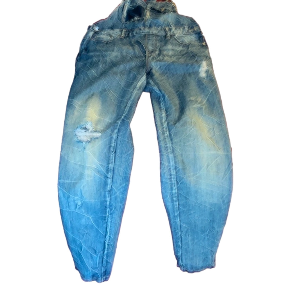 harmony and havoc distressed light wash denim overalls - Picture 4 of 16